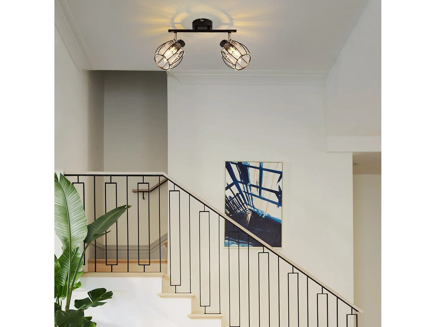 2er Vintage Black Crystal Ceiling Spotlight E14 Do korytarza przemysłowego Obrotowy 350°