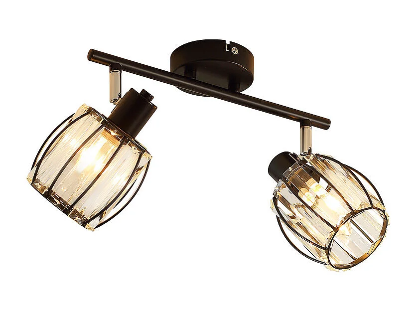 2er Vintage Schwarz Kristall Deckenstrahler E14 für Industrie Flur 350° Schwenkbar