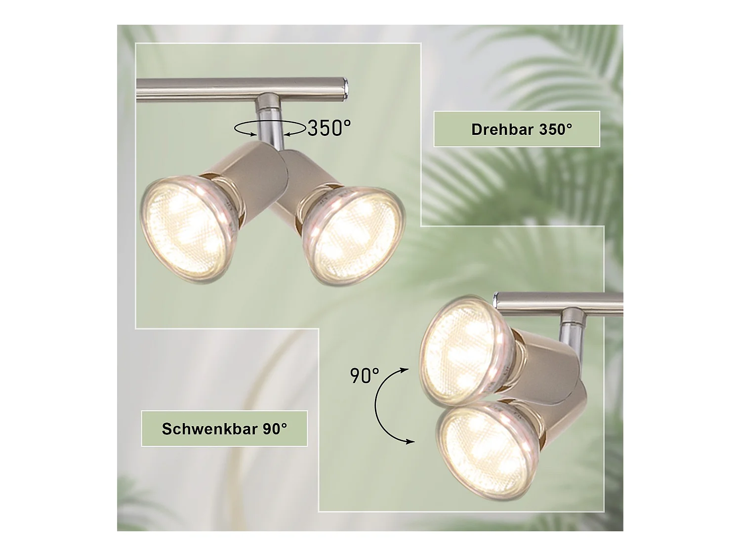 NETTLIFE Spot de plafond LED orientable GU10 4 flamme spots de plafond salon industriel orientable