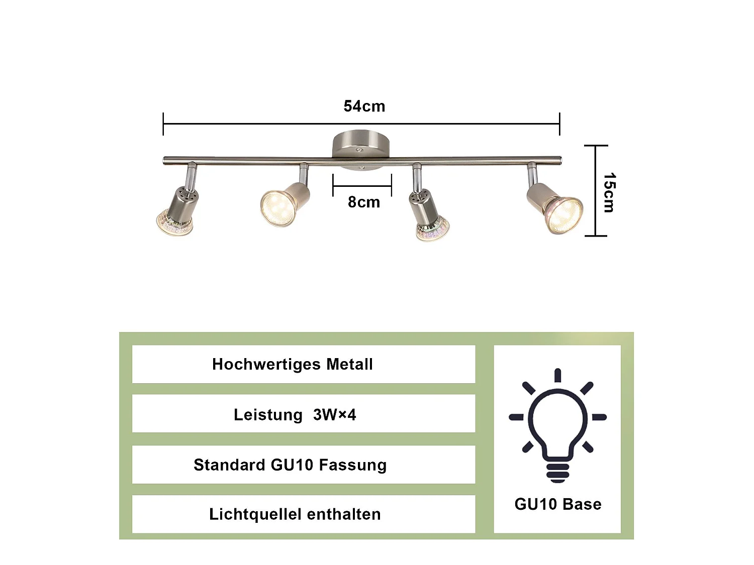 NETTLIFE Spot de plafond LED orientable GU10 4 flamme spots de plafond salon industriel orientable