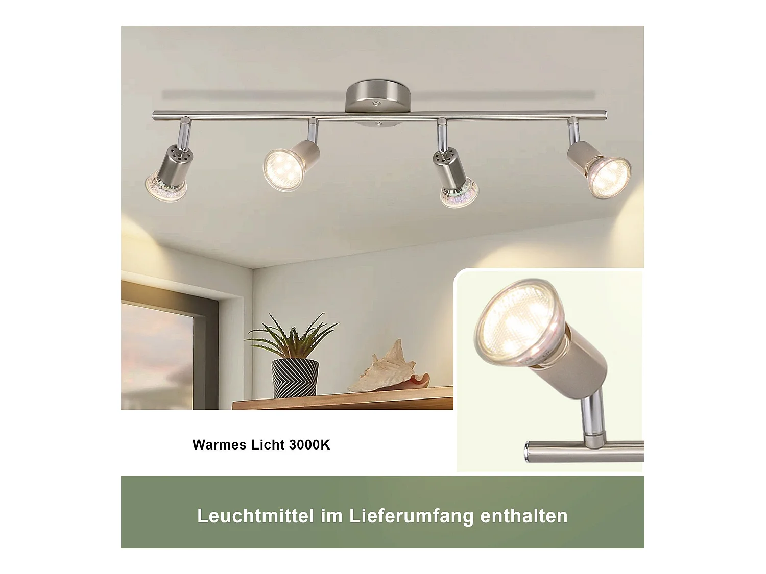 NETTLIFE Spot de plafond LED orientable GU10 4 flamme spots de plafond salon industriel orientable
