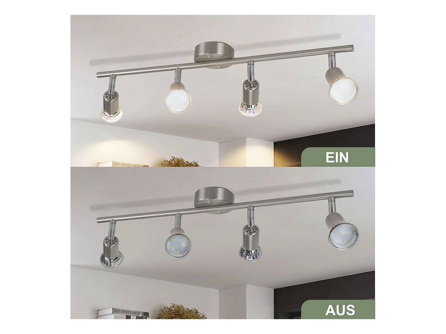 NETTLIFE Spot de plafond LED orientable GU10 4 flamme spots de plafond salon industriel orientable