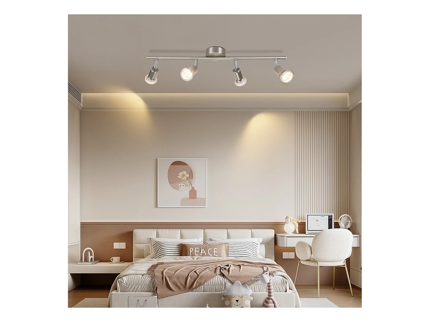 NETTLIFE Spot de plafond LED orientable GU10 4 flamme spots de plafond salon industriel orientable