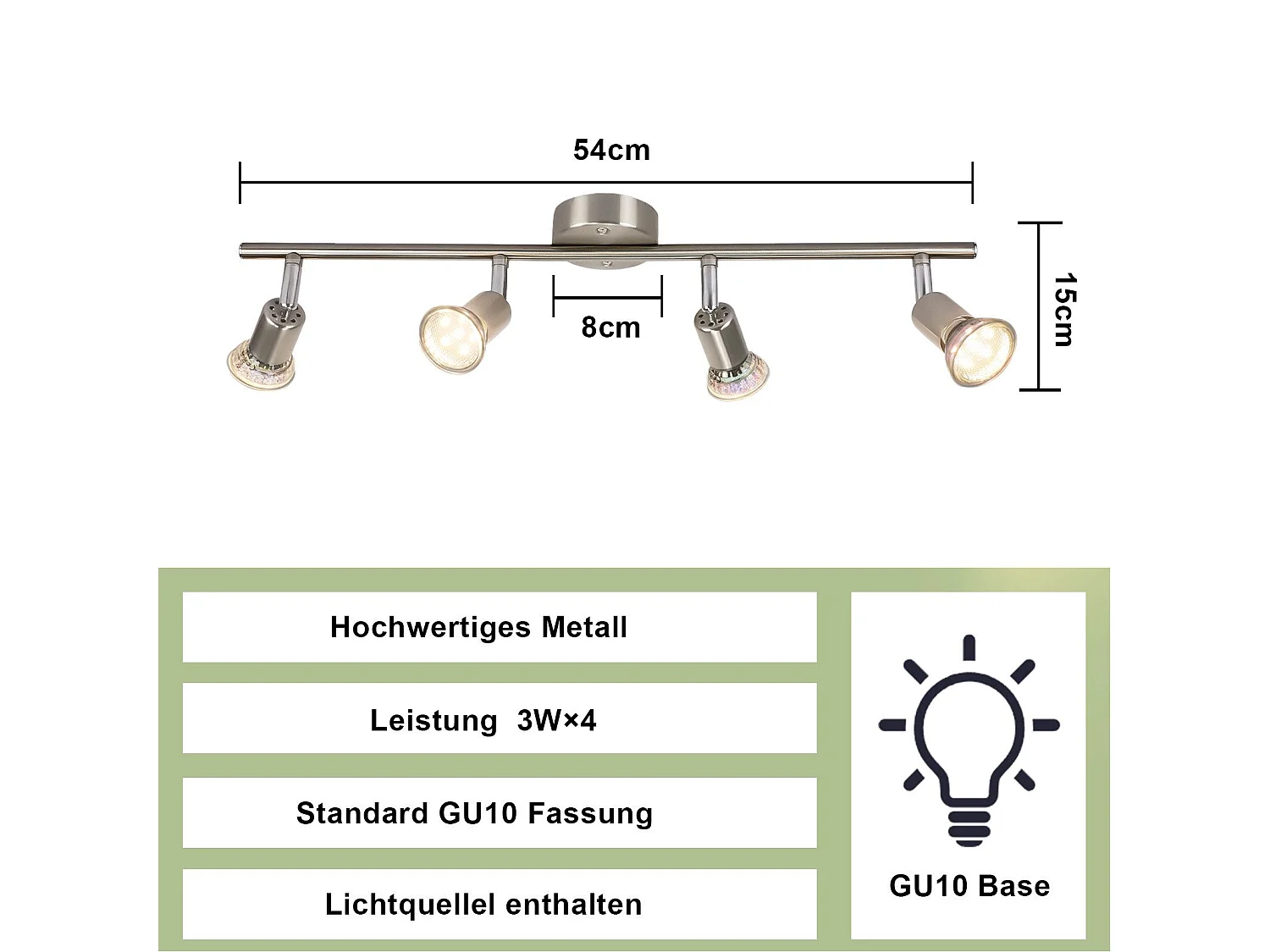 NETTLIFE Verstelbare LED plafondspot GU10 4 vlam verstelbare industriële woonkamer plafondspots