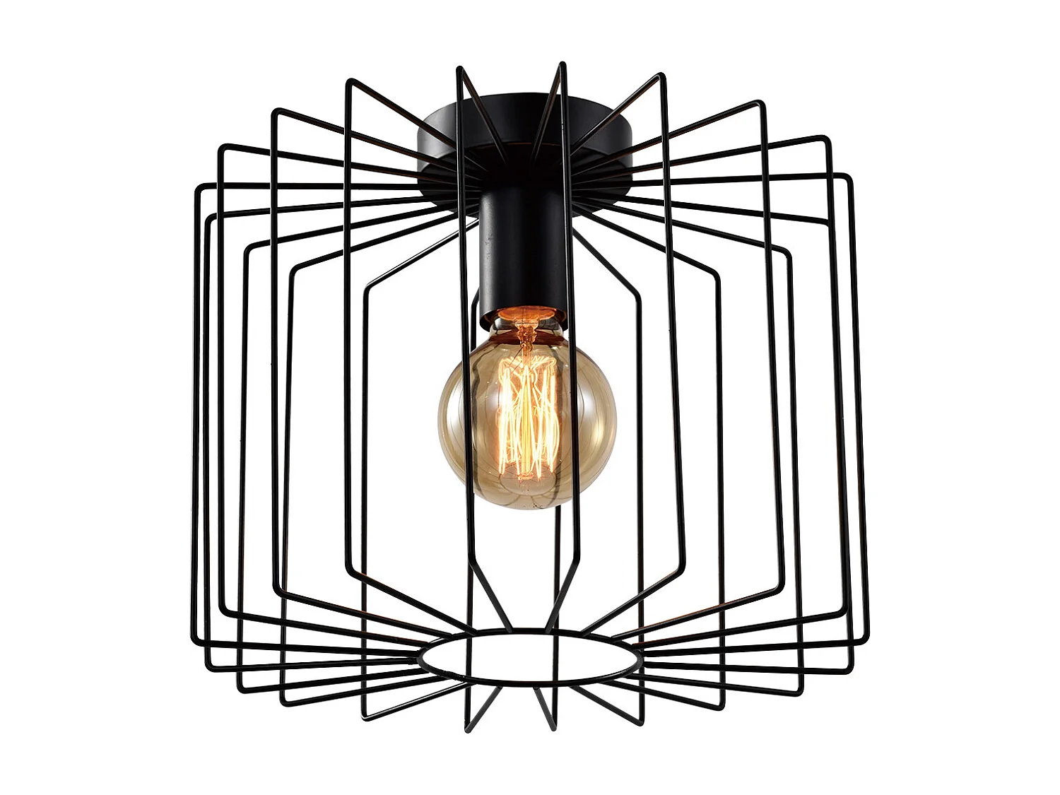 NETTLIFE Plafonnier Vintage E27 Lustre Cage Noire 27CM Lampe de Couloir Rétro en Métal