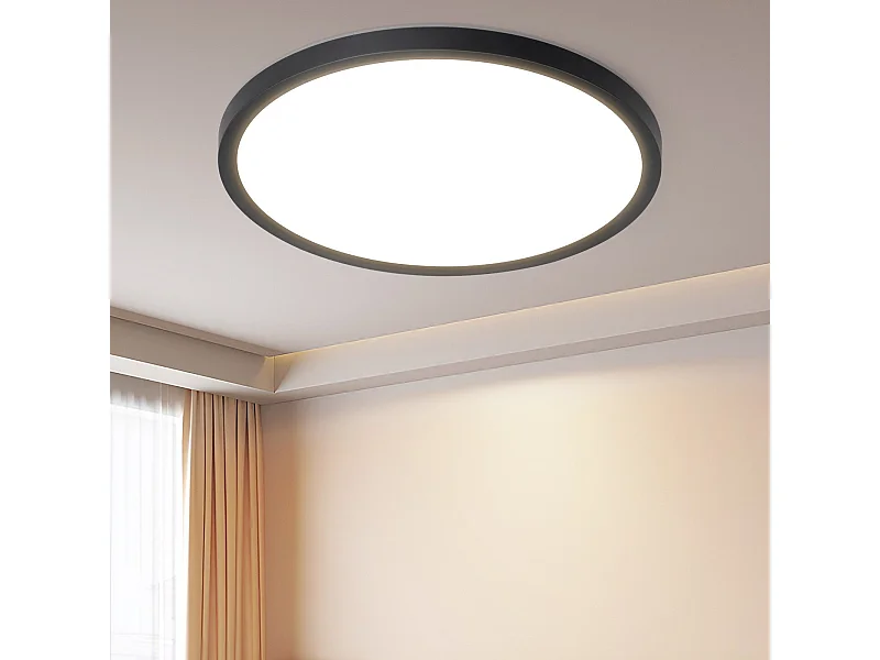 NETTLIFE Lampa sufitowa LED do łazienki, płaska, 30 cm, 24 W, okrągła, do kuchni, nieściemnialna