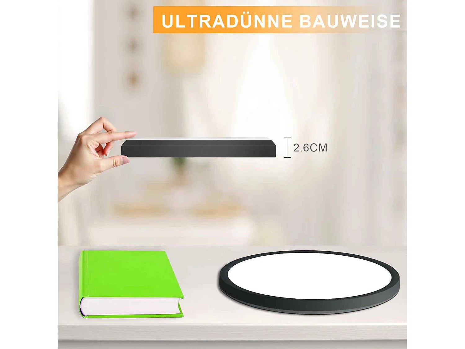 NETTLIFE Lampa sufitowa LED do łazienki, płaska, 30 cm, 24 W, okrągła, do kuchni, nieściemnialna