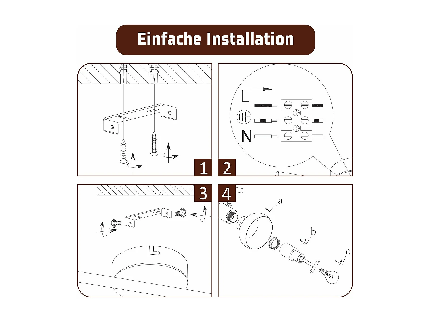 NETTLIFE Spot de plafond vintage E14 intérieur industriel abat-jour en fer orientable sans ampoule
