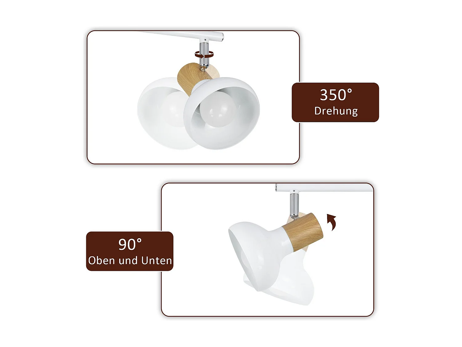 NETTLIFE Spot de plafond vintage E14 intérieur industriel abat-jour en fer orientable sans ampoule