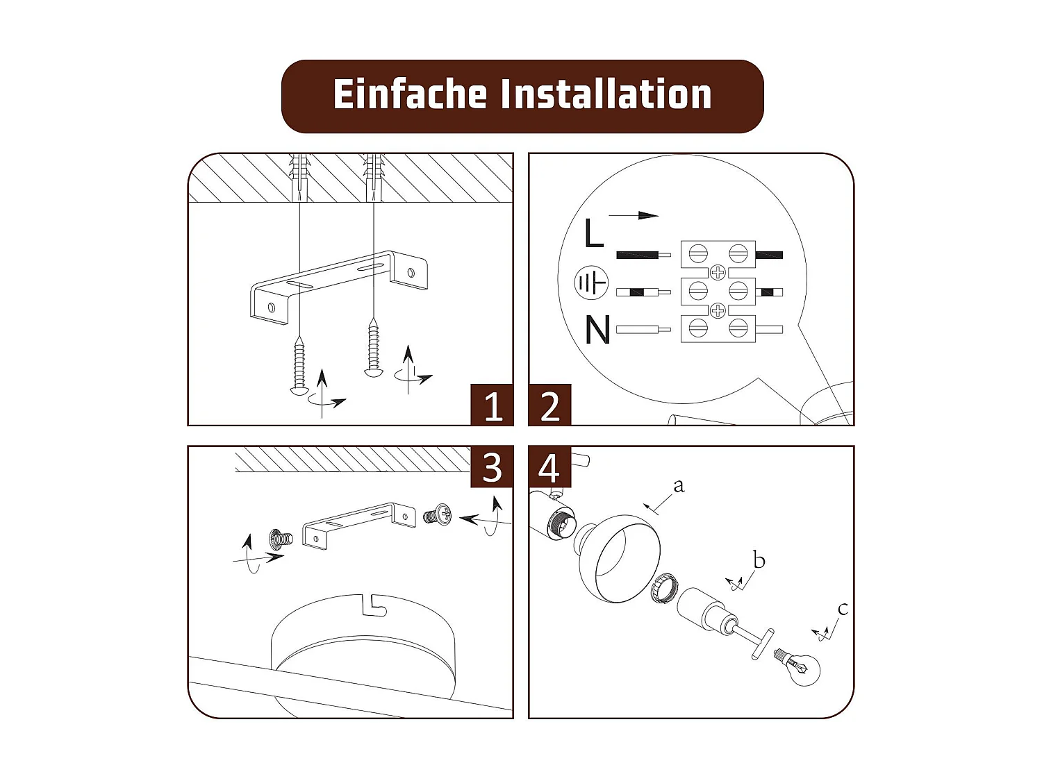 NETTLIFE Spot de plafond vintage E14 intérieur industriel abat-jour en fer orientable sans ampoule