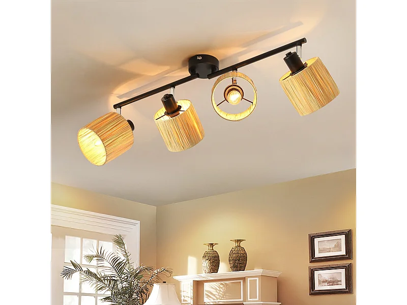 Ceiling Spot 4 Flames E14 Natural Black Ceiling Light Paper Salon