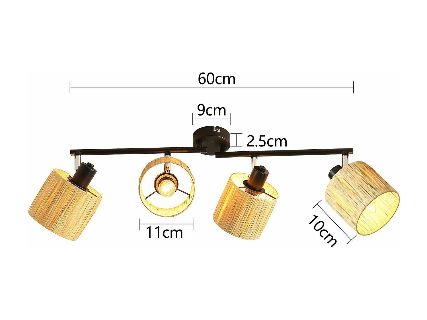 Ceiling Spot 4 Flames E14 Natural Black Ceiling Light Paper Salon