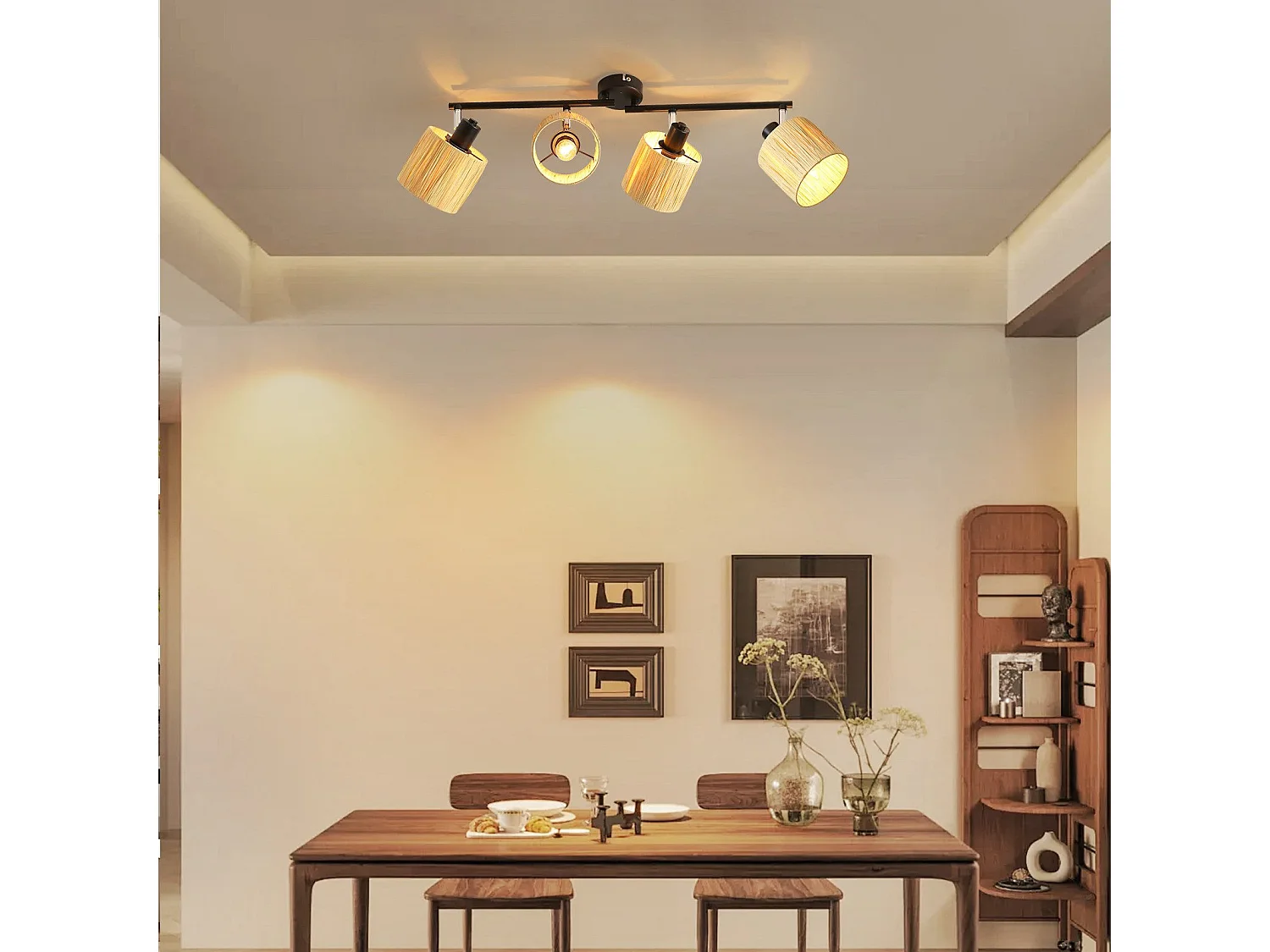 Ceiling Spot 4 Flames E14 Natural Black Ceiling Light Paper Salon