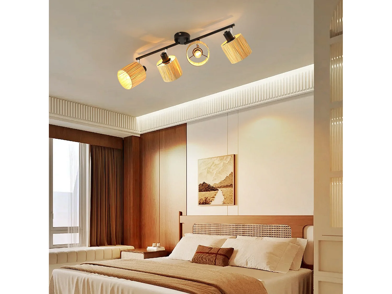 Ceiling Spot 4 Flames E14 Natural Black Ceiling Light Paper Salon