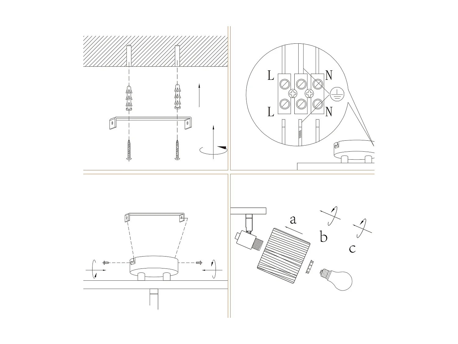 Ceiling Spot 4 Flames E14 Natural Black Ceiling Light Paper Salon