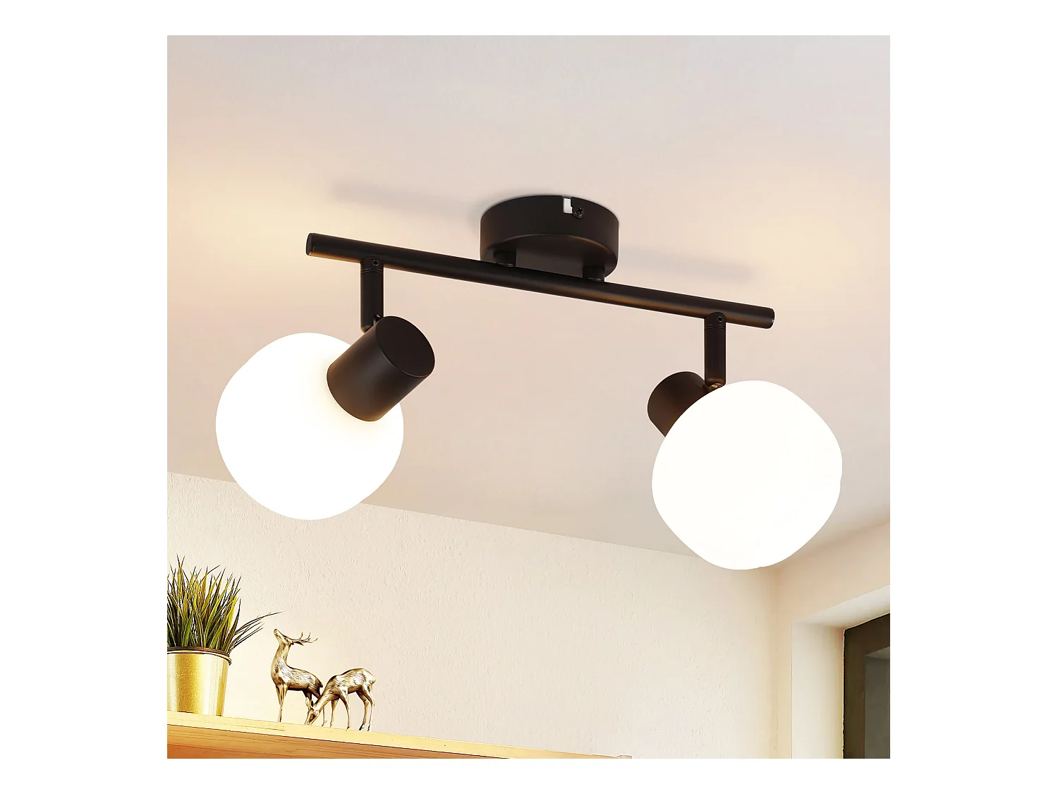NETTLIFE Spot de plafond noir E14 intérieur vintage abat-jour en verre spot