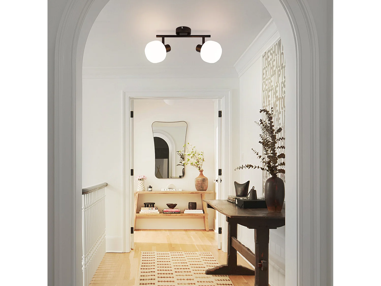 NETTLIFE Spot de plafond noir E14 intérieur vintage abat-jour en verre spot