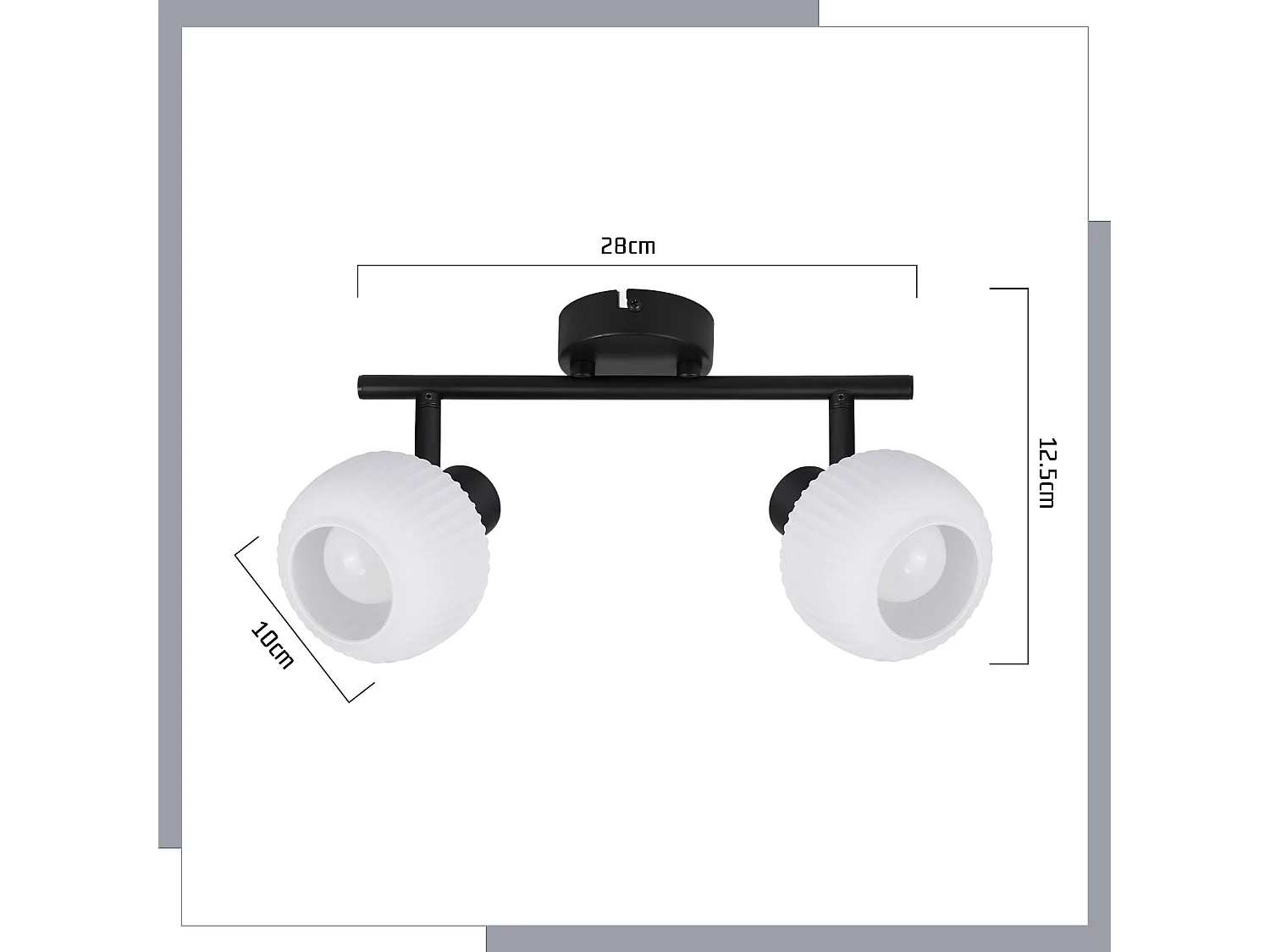 NETTLIFE Spot de plafond noir E14 intérieur vintage abat-jour en verre spot