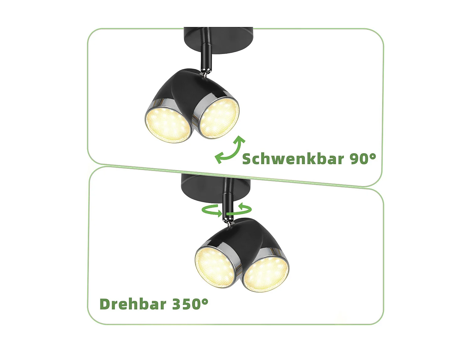 NETTLIFE LED Plafondspot 1 Moderne Lamp 4W Zwart Warm Wit 3000K Verstelbaar 350°