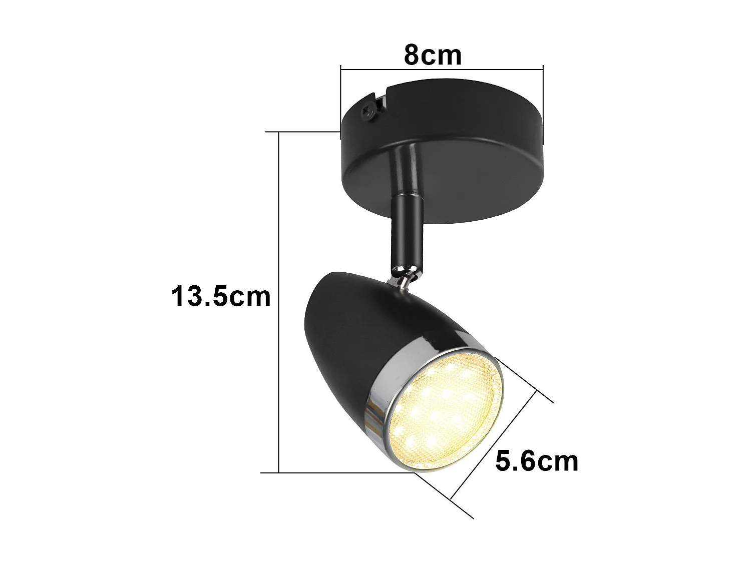 NETTLIFE Spot LED Plafond 1 Ampoule Moderne 4W Noir Blanc Chaud 3000K Orientable 350°