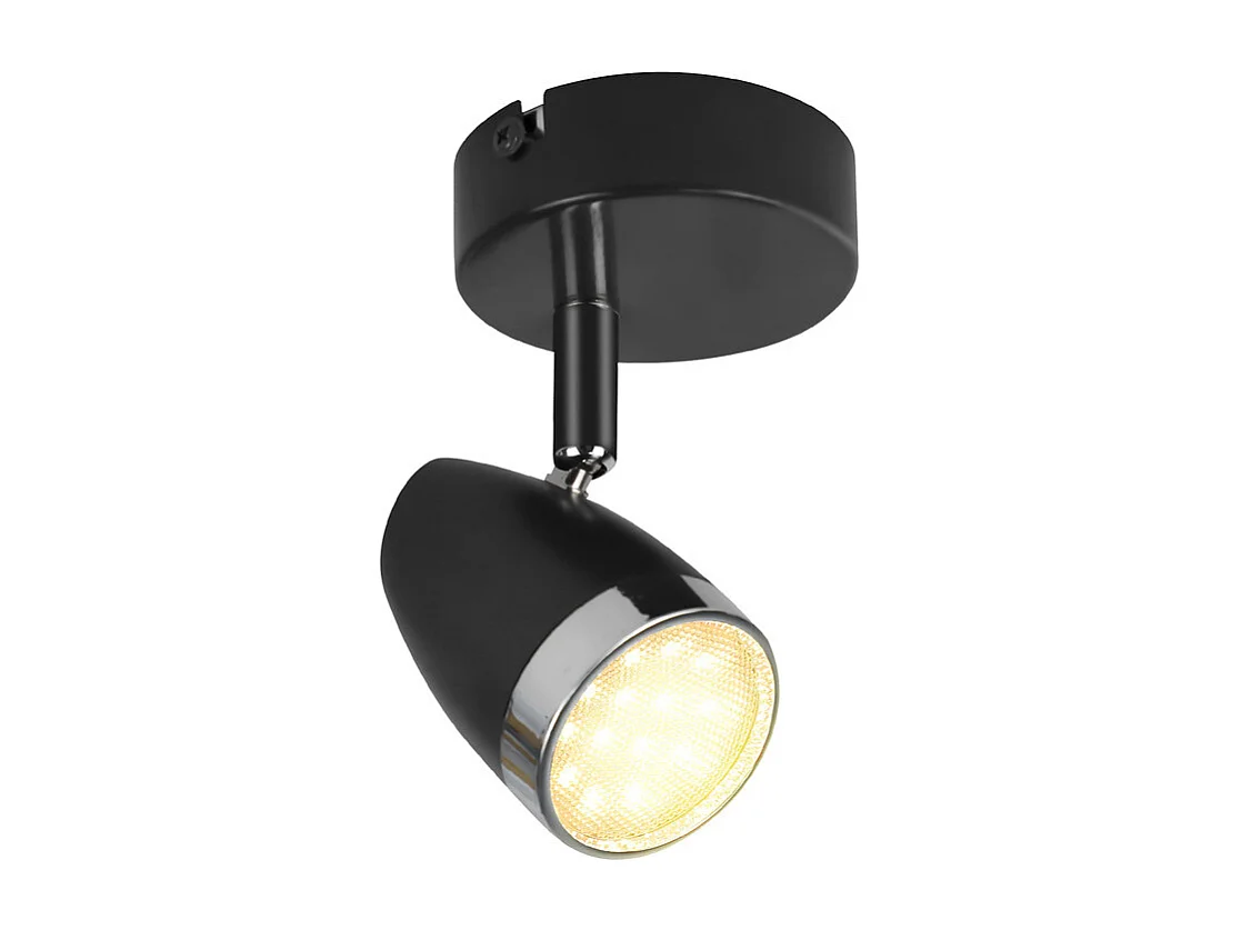 NETTLIFE Spot LED Plafond 1 Ampoule Moderne 4W Noir Blanc Chaud 3000K Orientable 350°