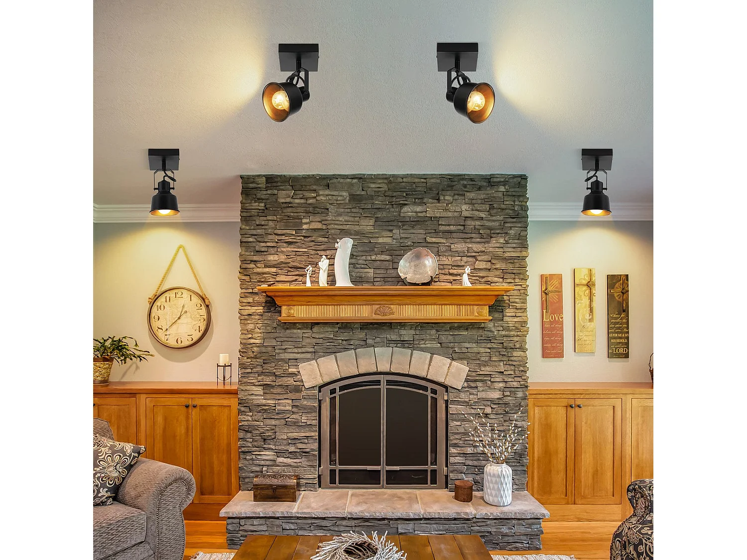 NETTLIFE Spot de plafond 1 flamme applique vintage E14 design rétro de haute qualité orientable 350° MAX.40W