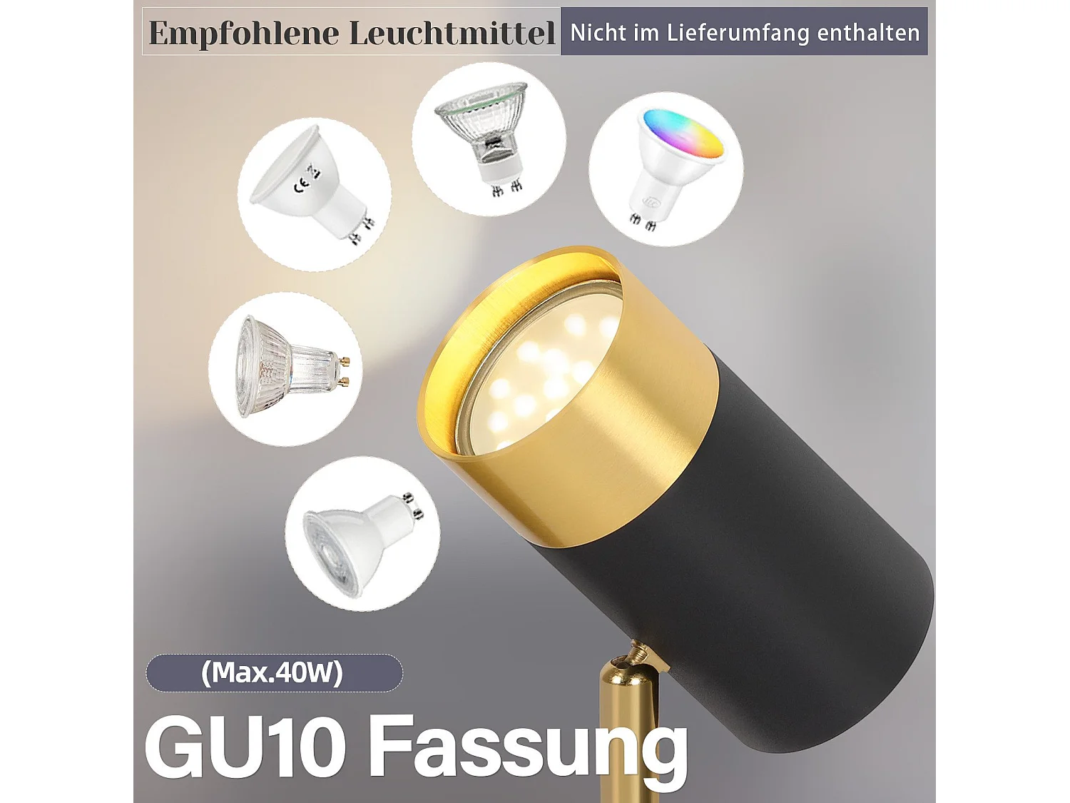 NETTLIFE Spot de plafond GU10 lampe de couloir noir or orientable à 350° vintage salon chambre cuisine