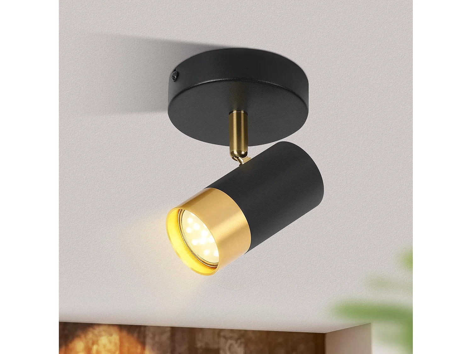 NETTLIFE Spot de plafond GU10 lampe de couloir noir or orientable à 350° vintage salon chambre cuisine