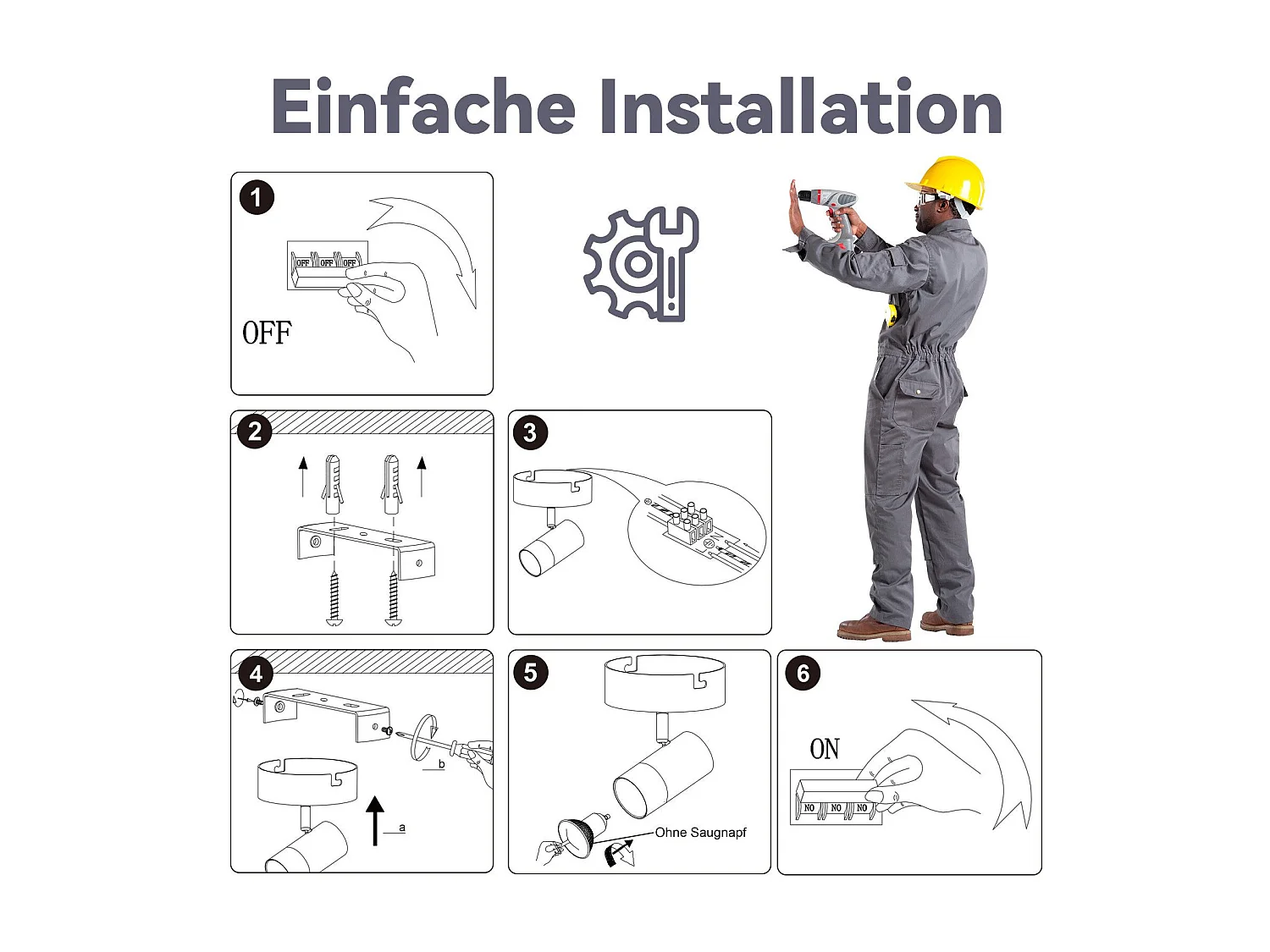 NETTLIFE Spot de plafond GU10 lampe de couloir noir or orientable à 350° vintage salon chambre cuisine