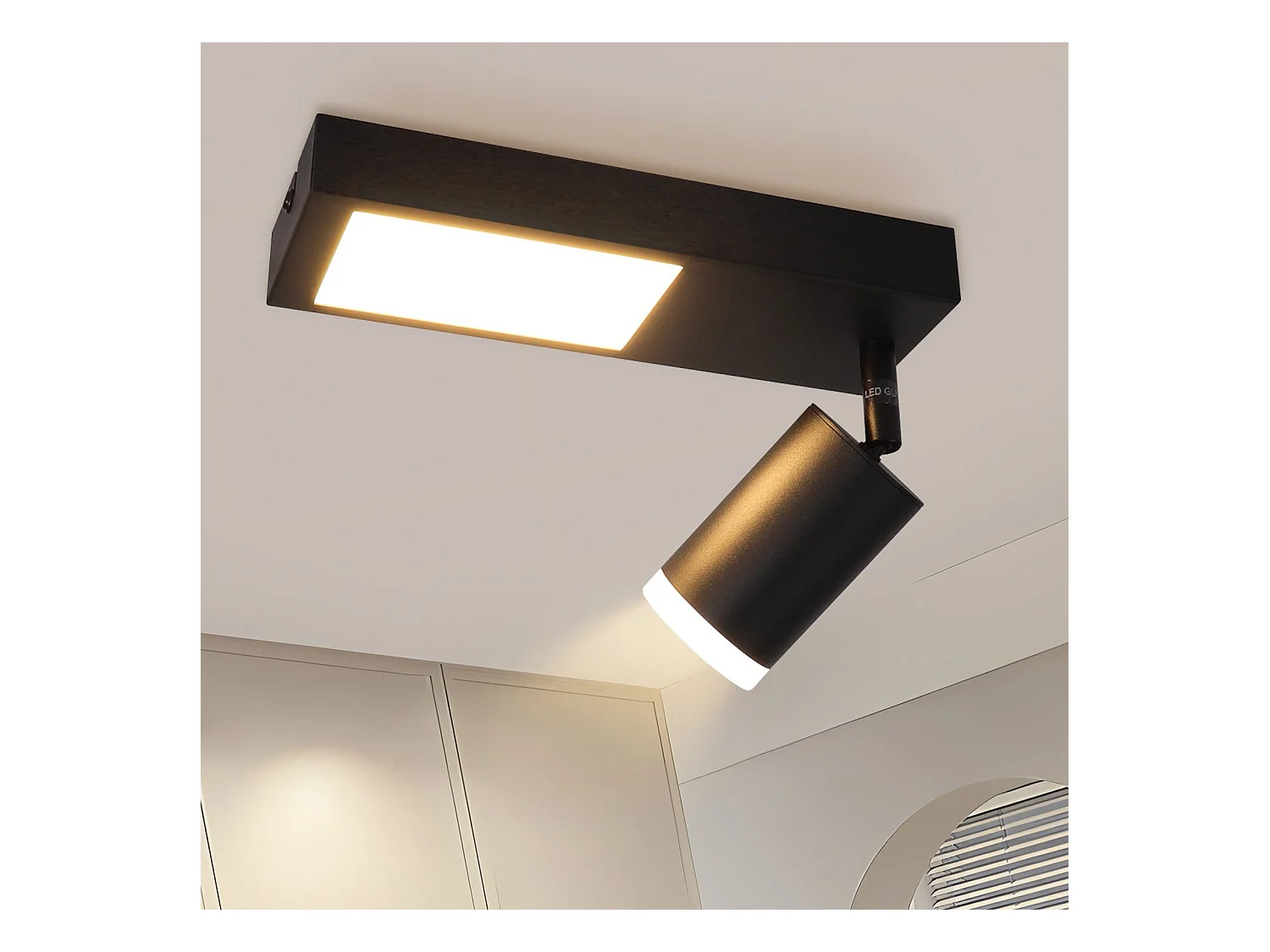 NETTLIFE Foco de techo 1 bombilla GU10 dormitorio 3000k 20W lámpara de cocina negro blanco cálido ajustable