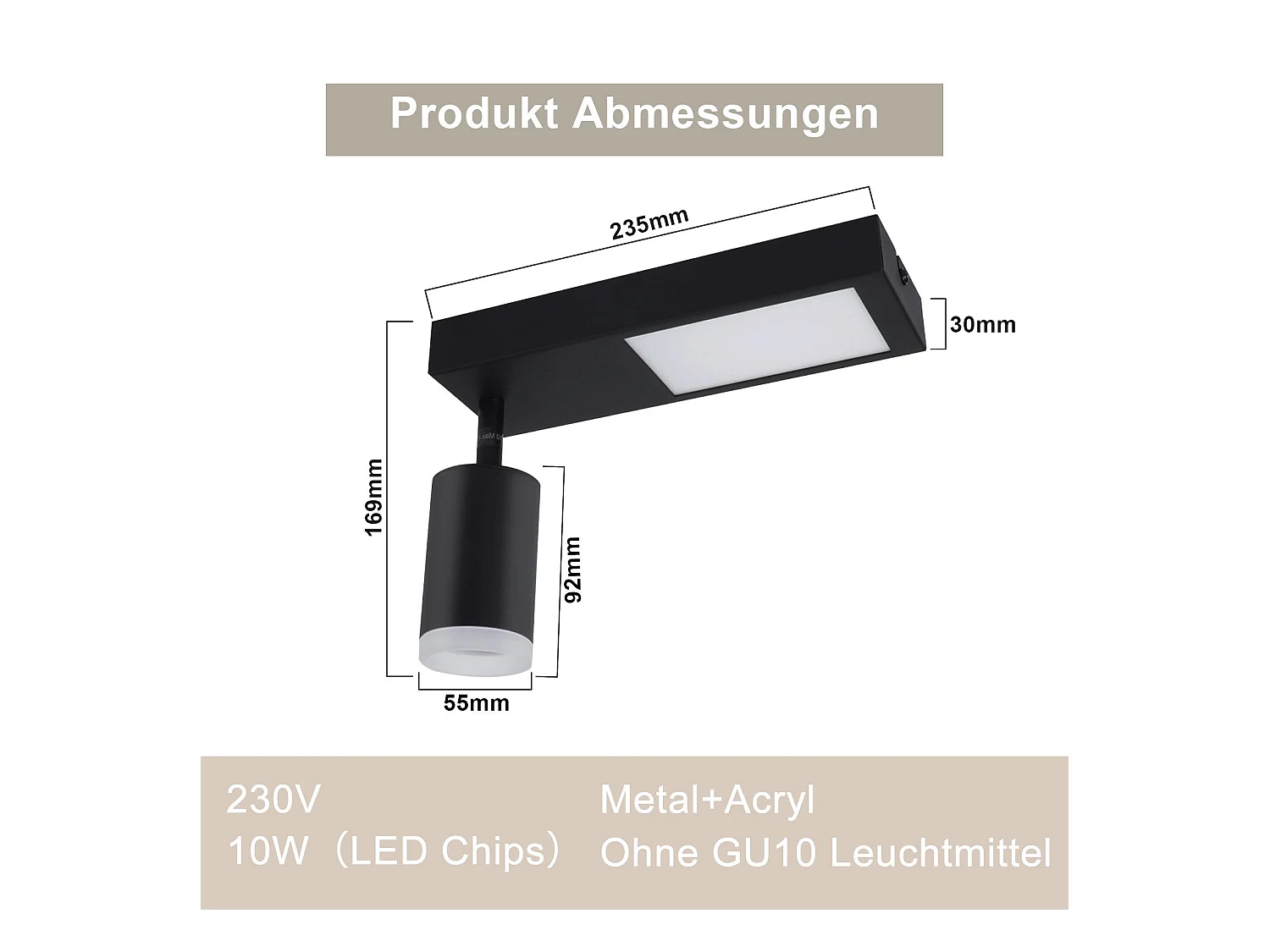 NETTLIFE Deckenstrahler 1 flammig GU10 Schlafzimmer 3000k 20W Küchenlampe schwarz warmweiß verstellbar