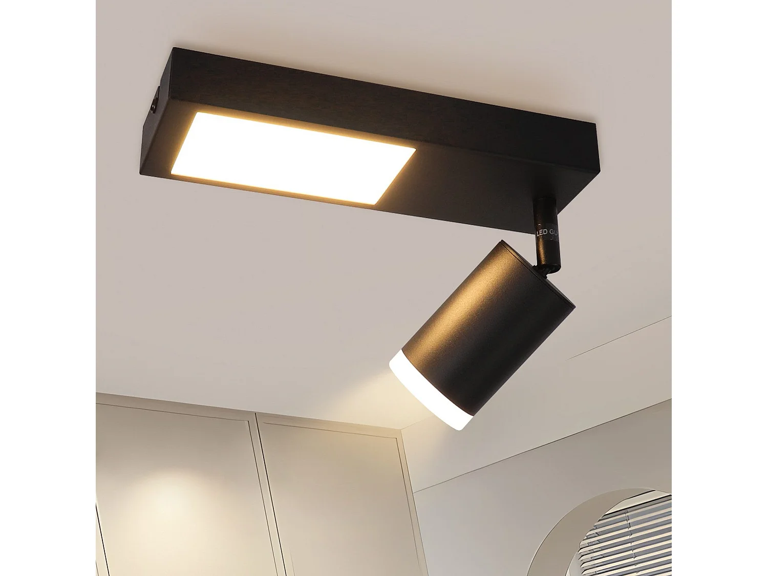 NETTLIFE Spot de plafond 1 ampoule GU10 chambre 3000k 20W lampe de cuisine noir blanc chaud orientable