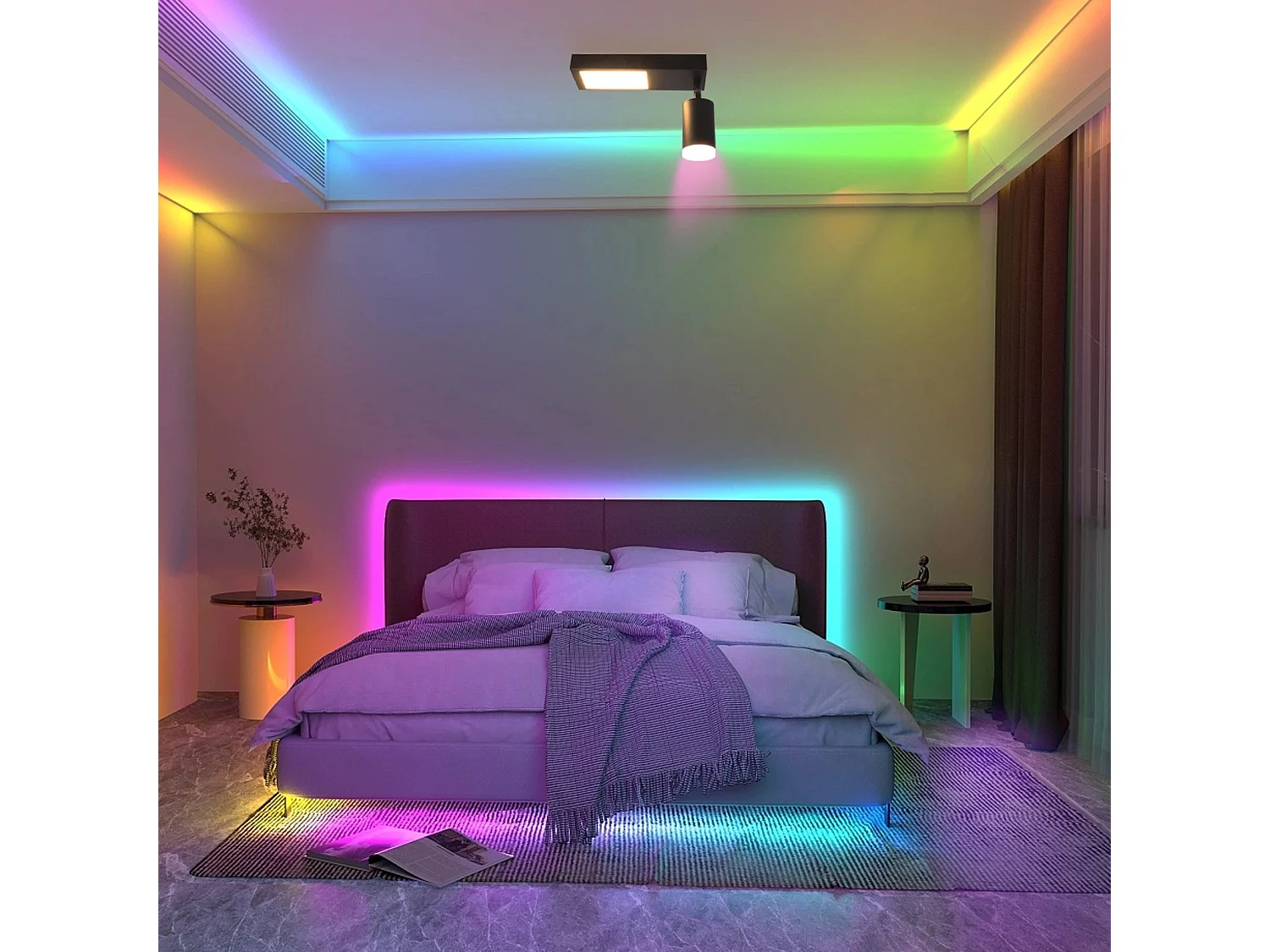 NETTLIFE Spot de plafond 1 ampoule GU10 chambre 3000k 20W lampe de cuisine noir blanc chaud orientable