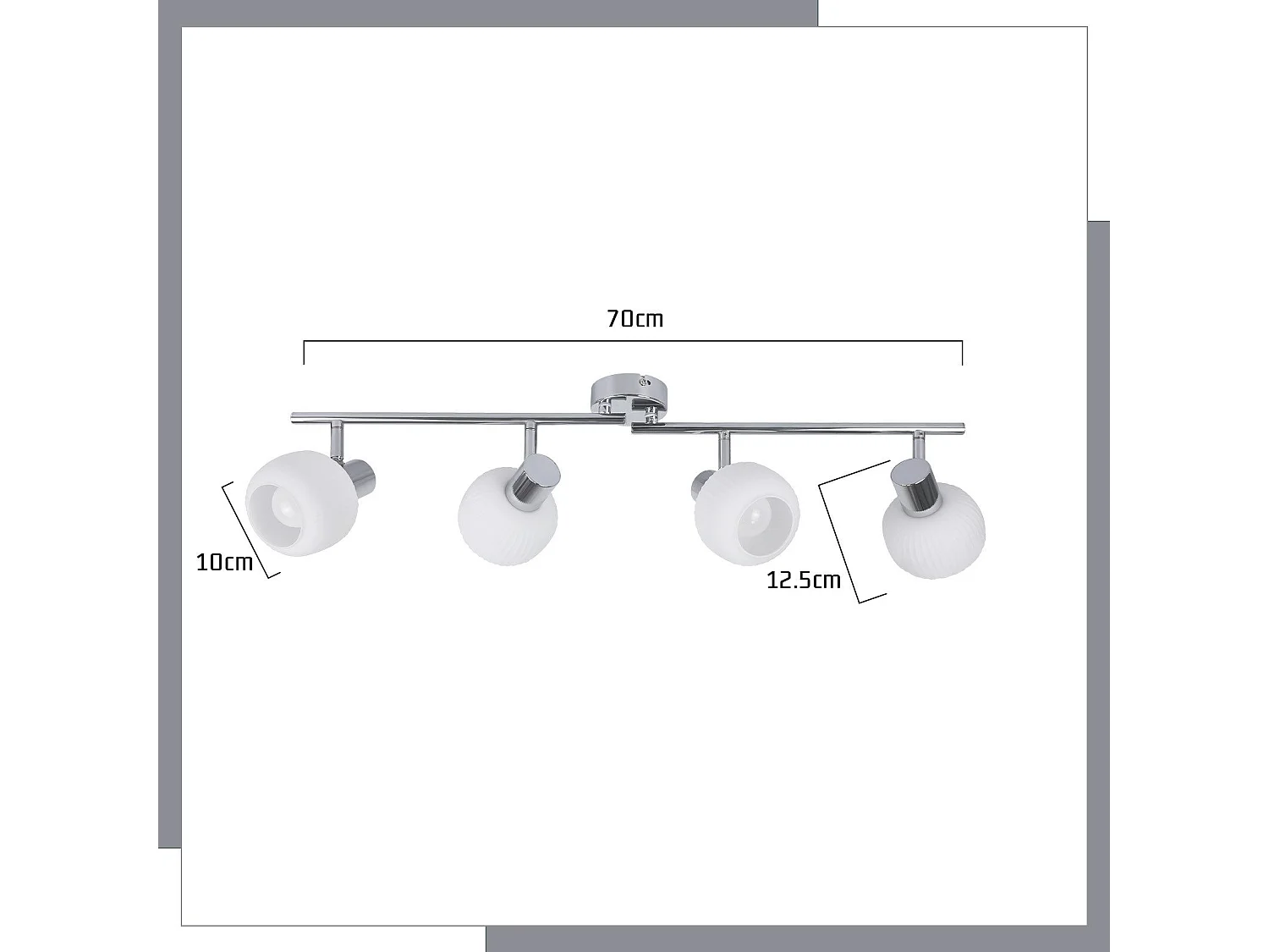 NETTLIFE Spot de plafond E14 blanc 4 ampoules intérieur verre Pivotant Vintage pour couloir chambre d'hôtel