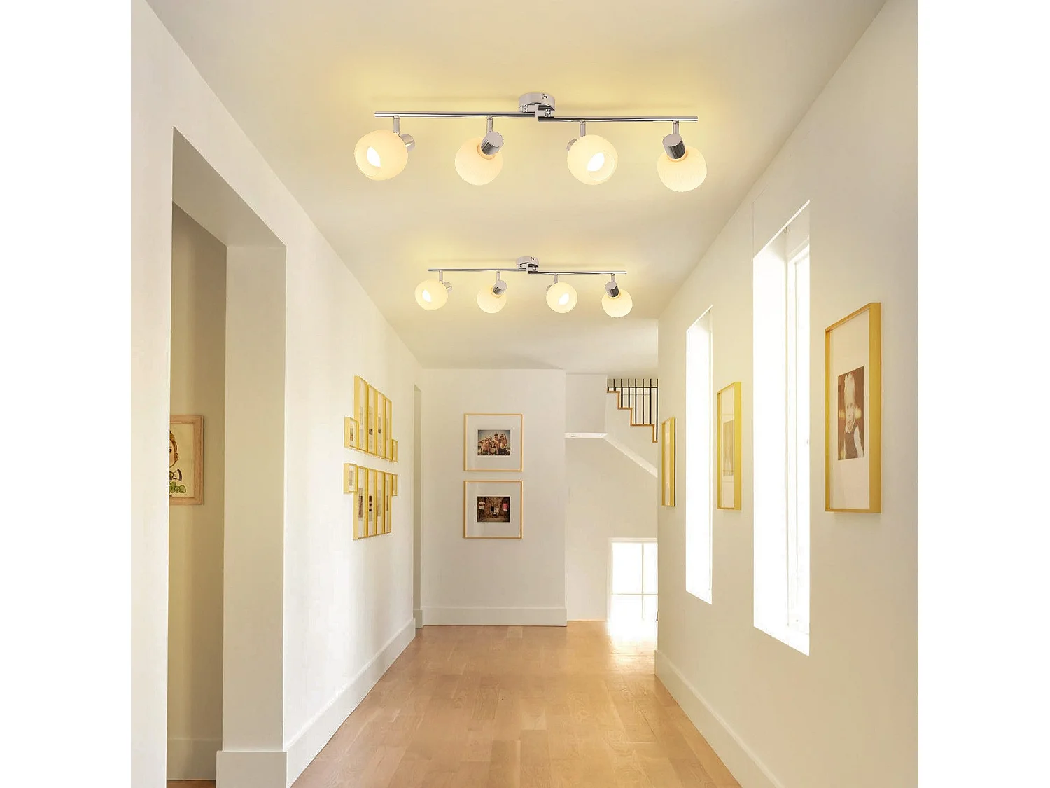 NETTLIFE Spot de plafond E14 blanc 4 ampoules intérieur verre Pivotant Vintage pour couloir chambre d'hôtel