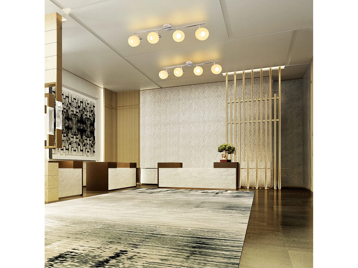 NETTLIFE Spot de plafond E14 blanc 4 ampoules intérieur verre Pivotant Vintage pour couloir chambre d'hôtel