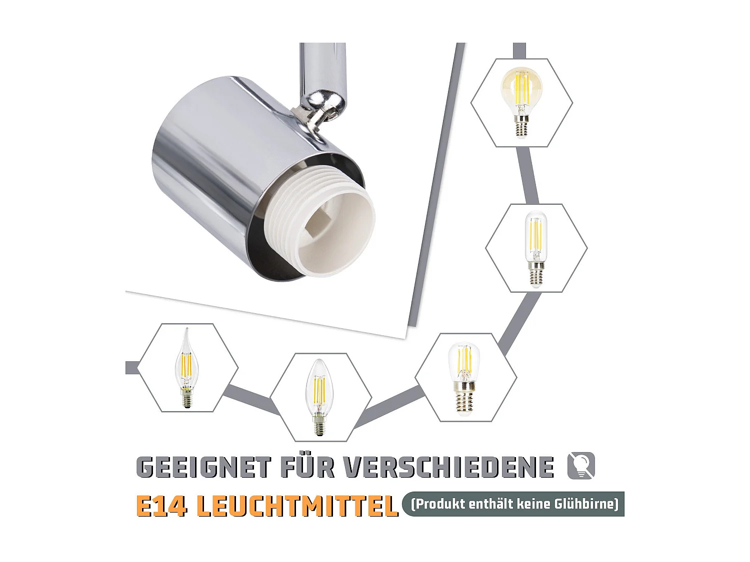 NETTLIFE Deckenstrahler E14 Weiß 4 Flammig Innen Glas Schwenkbar Vintage für Flur Hotelzimmer