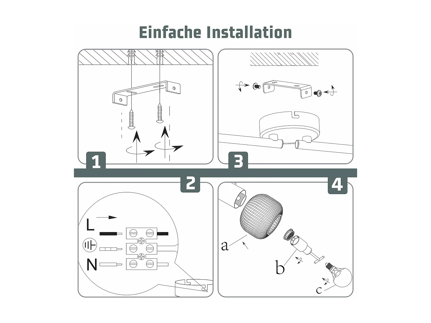 NETTLIFE Deckenstrahler E14 Weiß 4 Flammig Innen Glas Schwenkbar Vintage für Flur Hotelzimmer