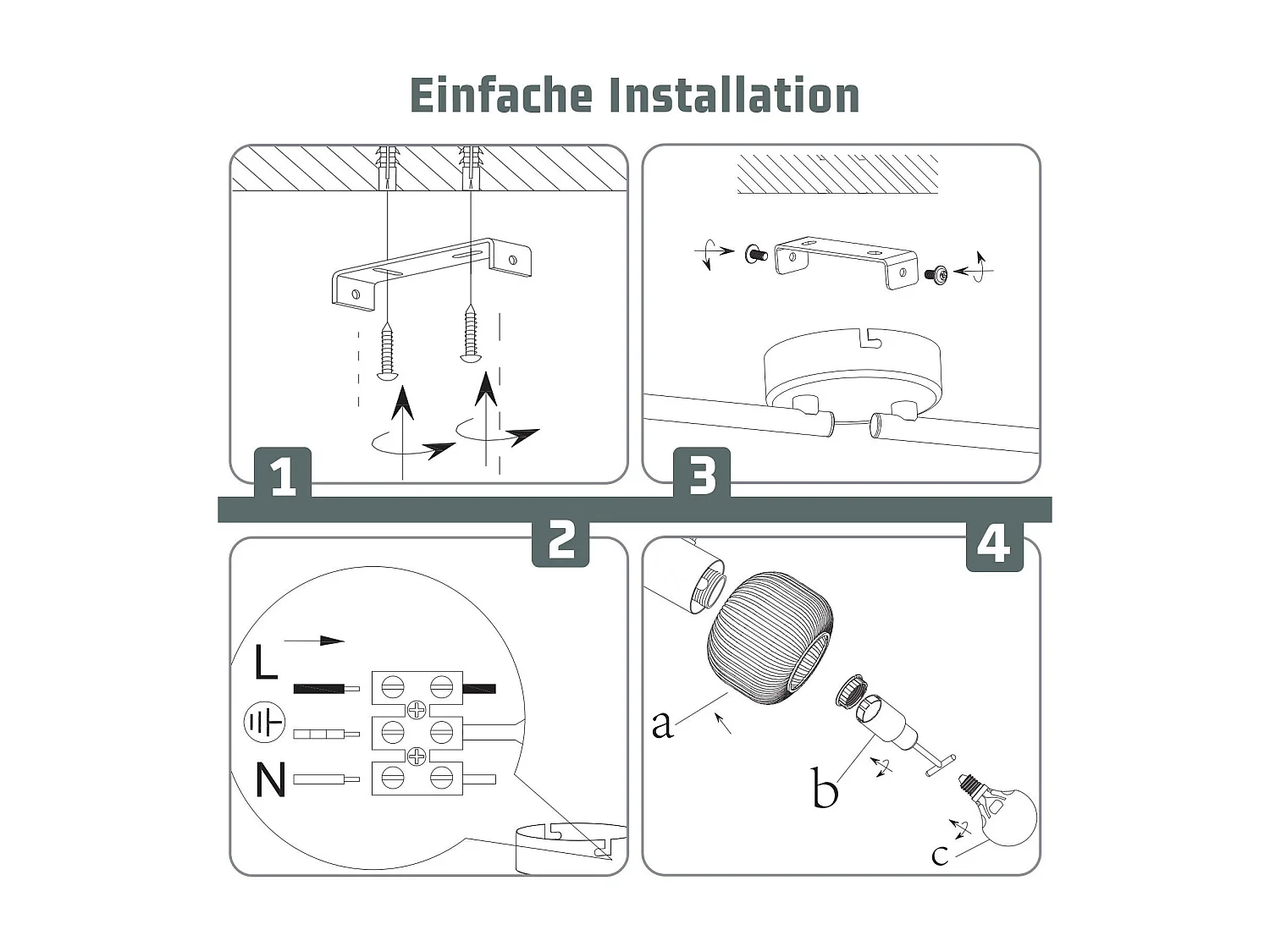 NETTLIFE Spot de plafond E14 blanc 4 ampoules intérieur verre Pivotant Vintage pour couloir chambre d'hôtel