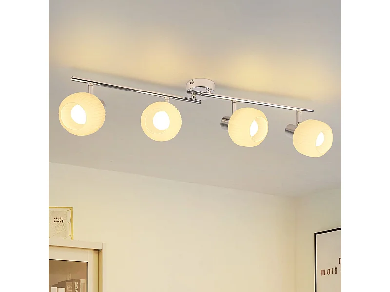 NETTLIFE Spot de plafond E14 blanc 4 ampoules intérieur verre Pivotant Vintage pour couloir chambre d'hôtel