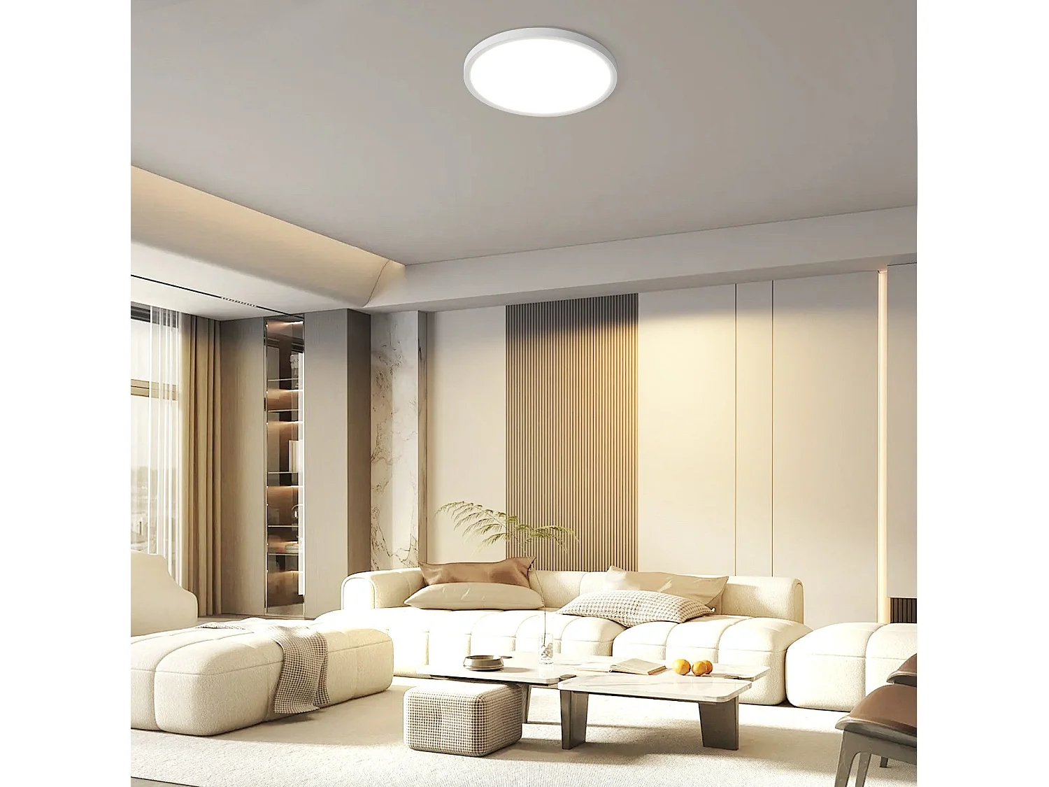 NETTLIFE Lampa sufitowa LED do łazienki, płaska, 30 cm,  okrągła, biała, do kuchni, nieściemnialna