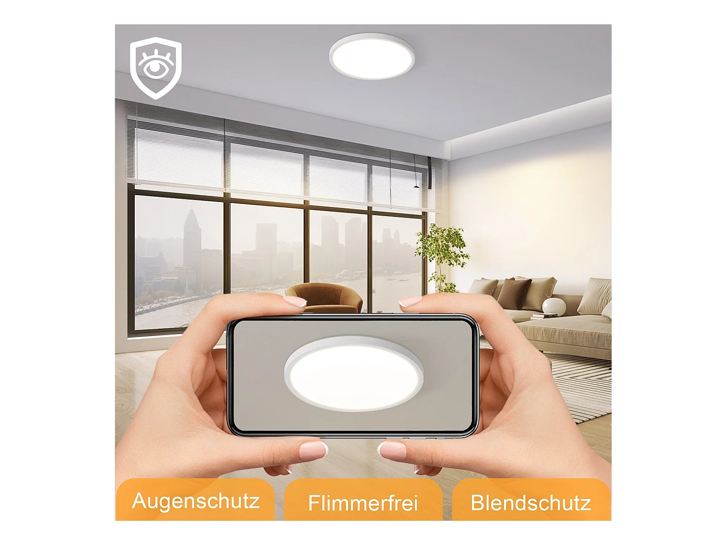NETTLIFE Plafonnier LED Salle de bain Plat  Rond Blanc Plafonnier Cuisine Non-variable