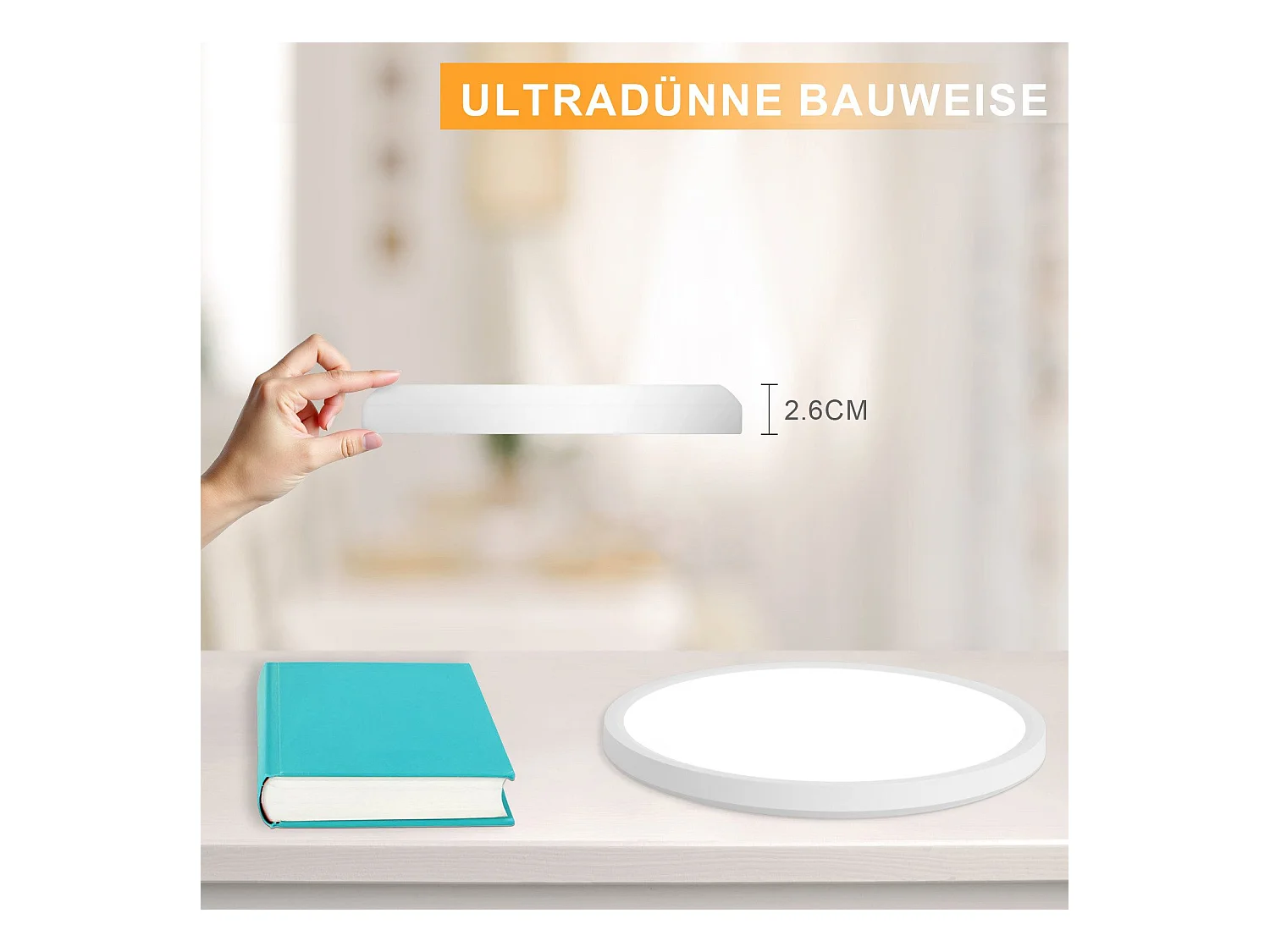 NETTLIFE Plafonnier LED Salle de bain Plat  Rond Blanc Plafonnier Cuisine Non-variable
