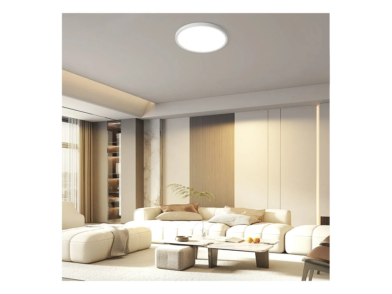 NETTLIFE Plafonnier LED Salle de bain Plat  Rond Blanc Plafonnier Cuisine Non-variable