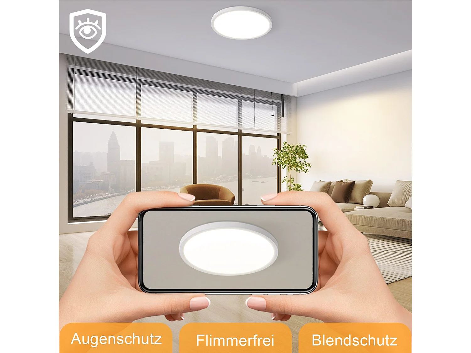 NETTLIFE Plafonnier LED Salle de bain Plat  Rond Blanc Plafonnier Cuisine Non-variable