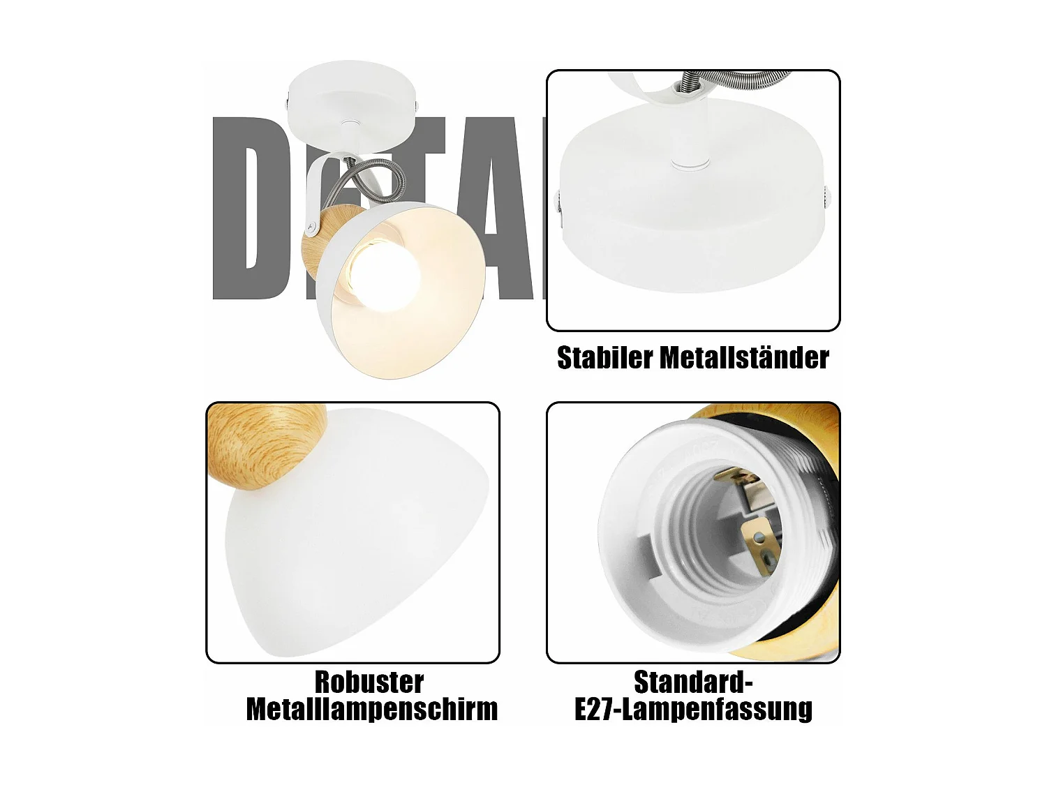 NETTLIFE Spot de plafond vintage  E27 orientable 350° lampe de couloir rétro métal industriel orientable