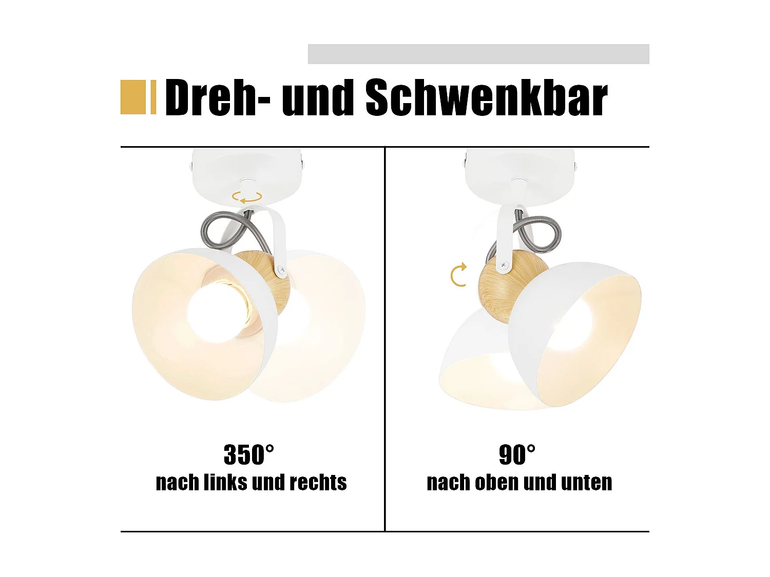 NETTLIFE Spot de plafond vintage  E27 orientable 350° lampe de couloir rétro métal industriel orientable