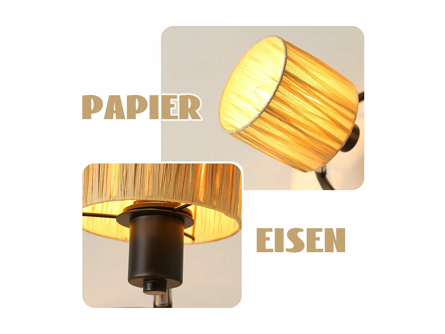 Ceiling Spot 2 Flames E14 Natural Black Ceiling Light Paper Salon