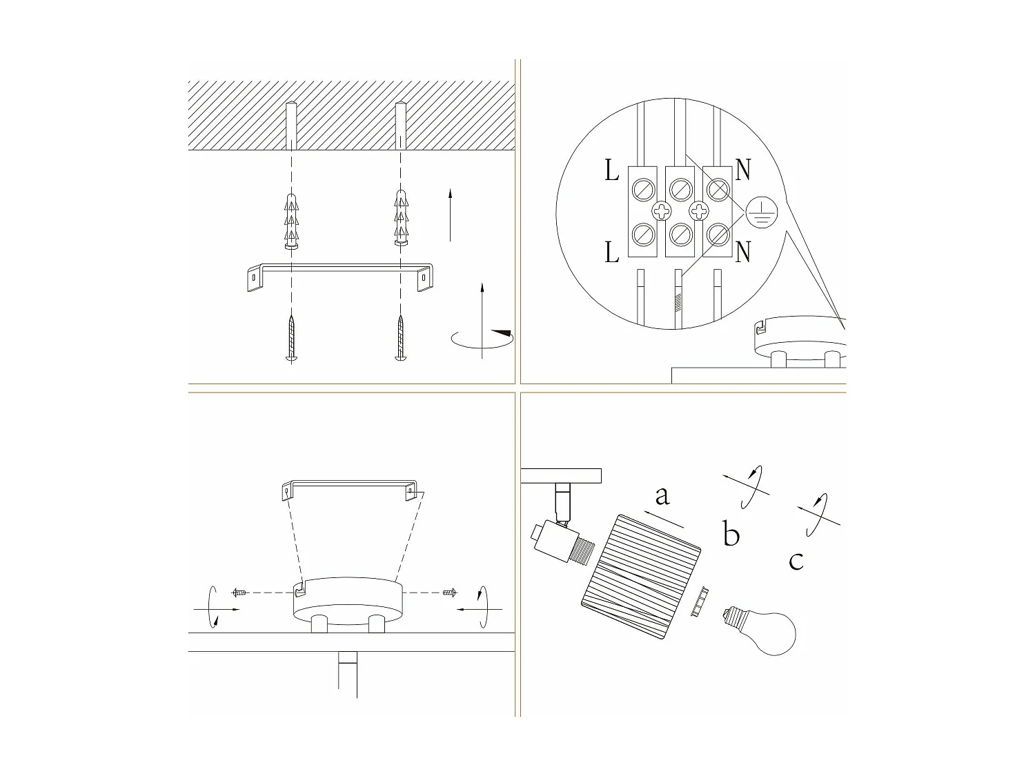 Ceiling Spot 2 Flames E14 Natural Black Ceiling Light Paper Salon