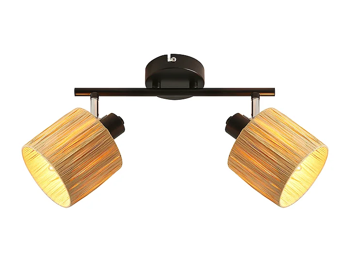 Spot De Plafond 2 Flammes E14 Noir Naturel Plafonnier Papier Salon